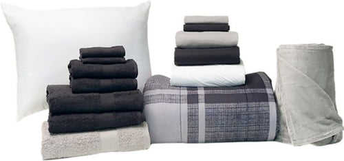 Essential 17pc Twin XL Bundle in Black Plaid - SHIPS 8/1 FOR IN-STORE PICKUP ON FALL MOVE-IN WEEKEND.